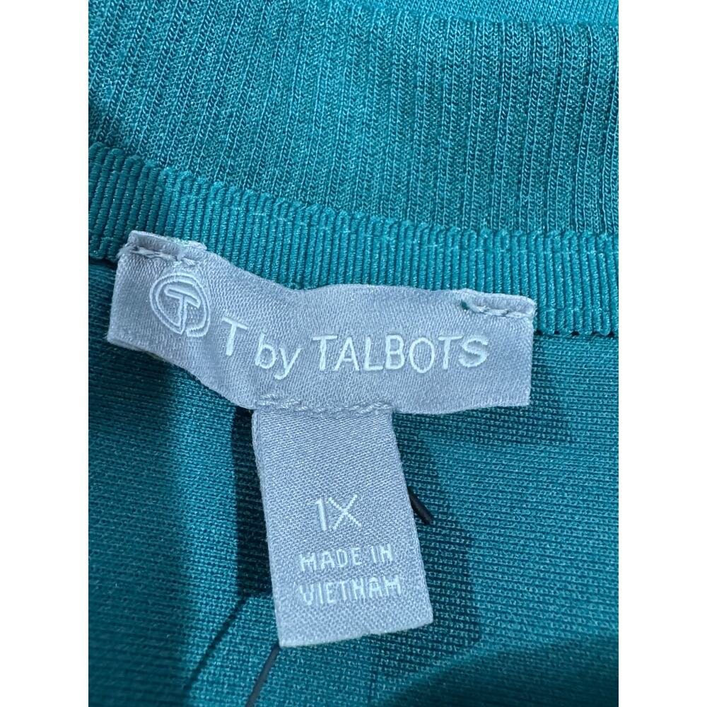 T by Talbots Teal Green Modal Blend Ribbed Pocket Crew Neck Sweatshirt Sz 1X NEW - Picture 3 of 4